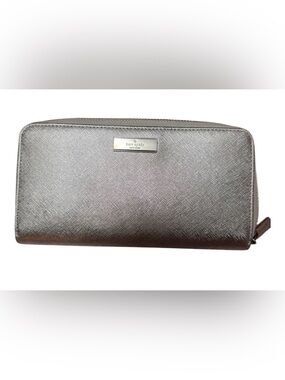 kate spade Metallic Silver Zip-Around Wallet